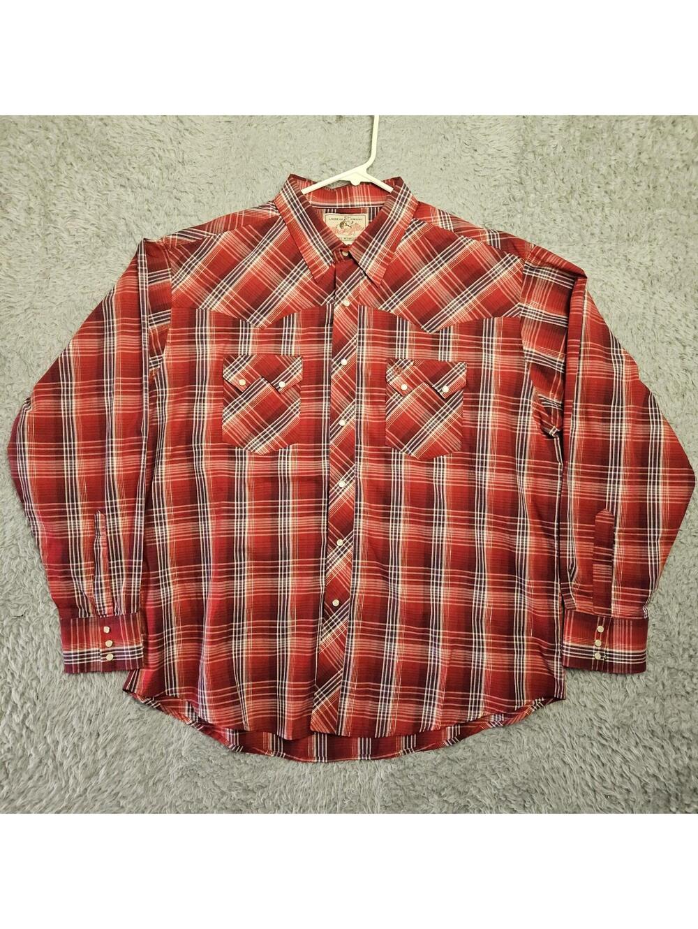 Wrangler Western Shirt XL Pearl Snap Sawtooth Pockets Metallic Yarns #MV1058M
